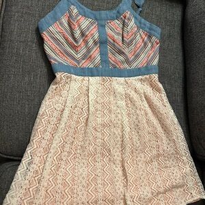 The Impeccable Pig Blue and Pink Halter Sundress